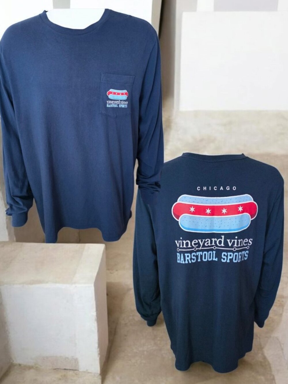 EUC VINEYARD VINES (XL) Long Sleeve Crew Neck Cotton Graphic T-Shirt